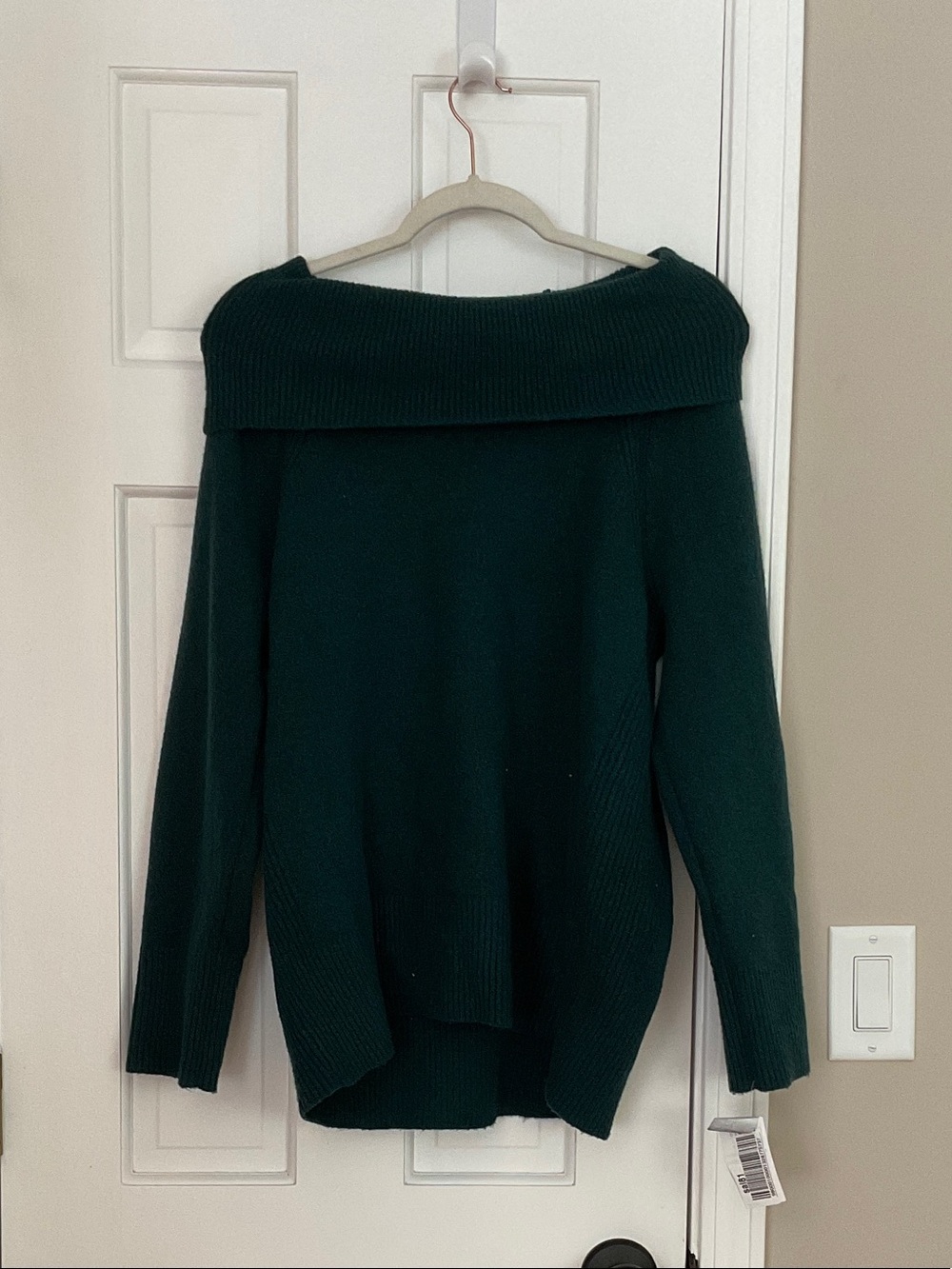 Style & Co. Off-the-Shoulder Deep Green Knit Sweater